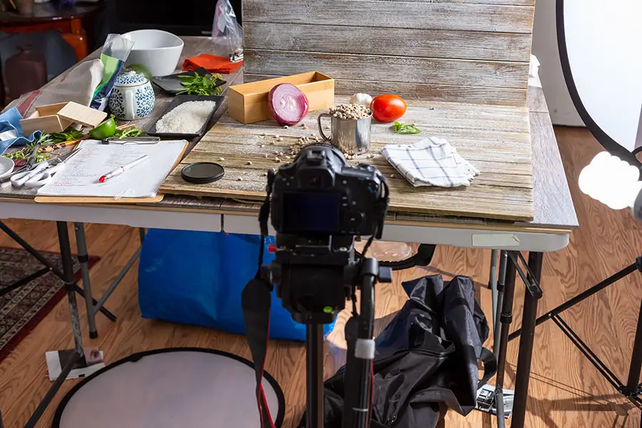 Photography studio set up to take food photos