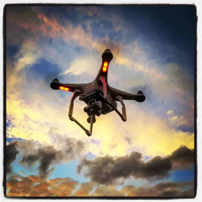 Artistic photo of commercial photography drone taken at sunset